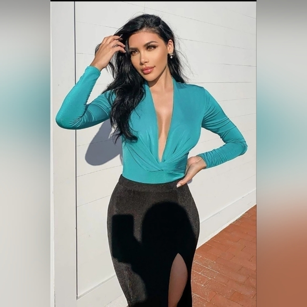 Fashion Nova- Out All Night Satin Bodysuit- W Sz Small - Picture 7 of 9